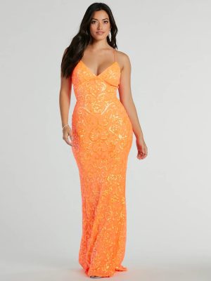 Cynthia Lace Up Mermaid Sequin Formal Dress
