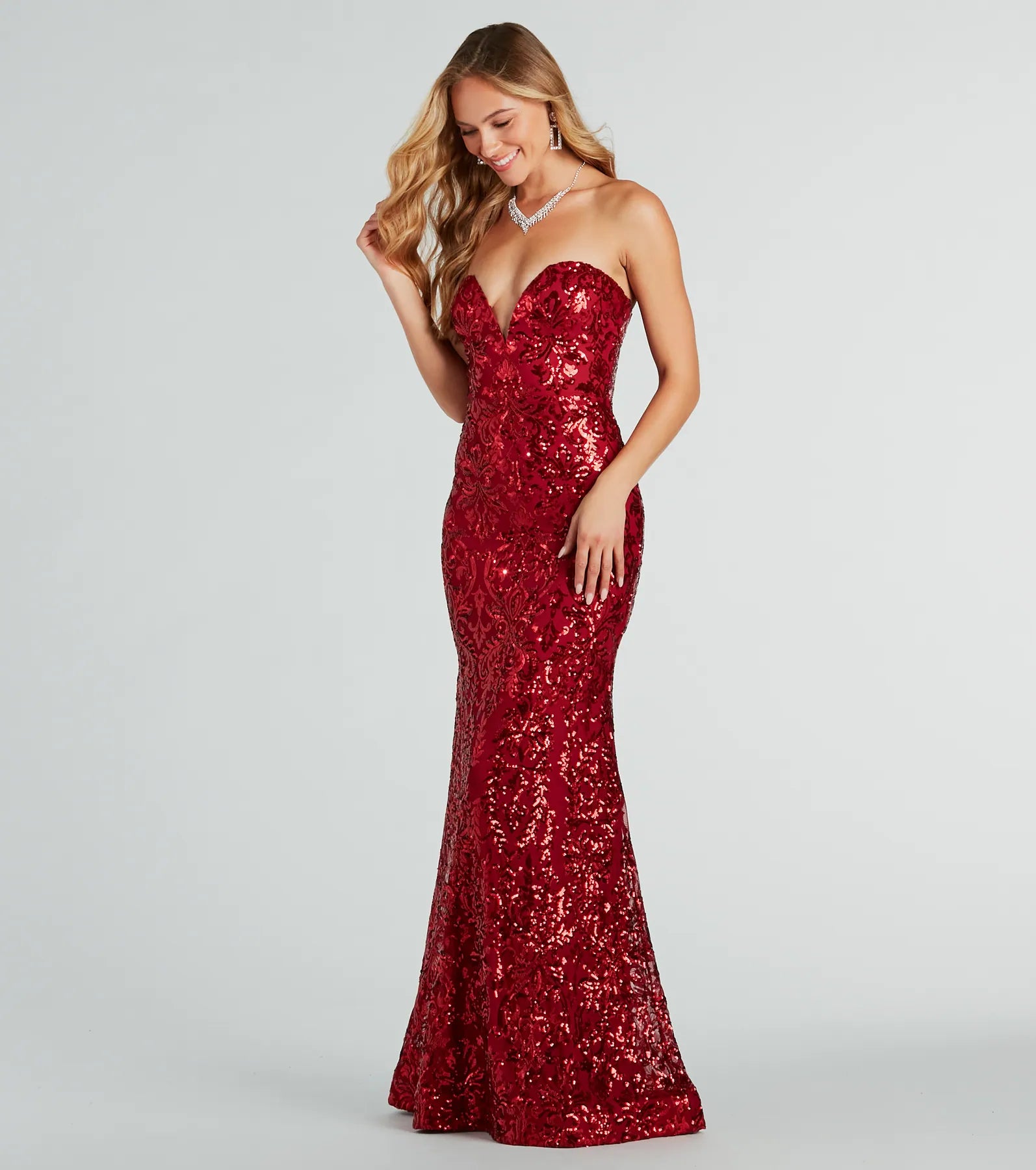 Leighton Formal Sequin Strapless Mermaid Dress - Image 3