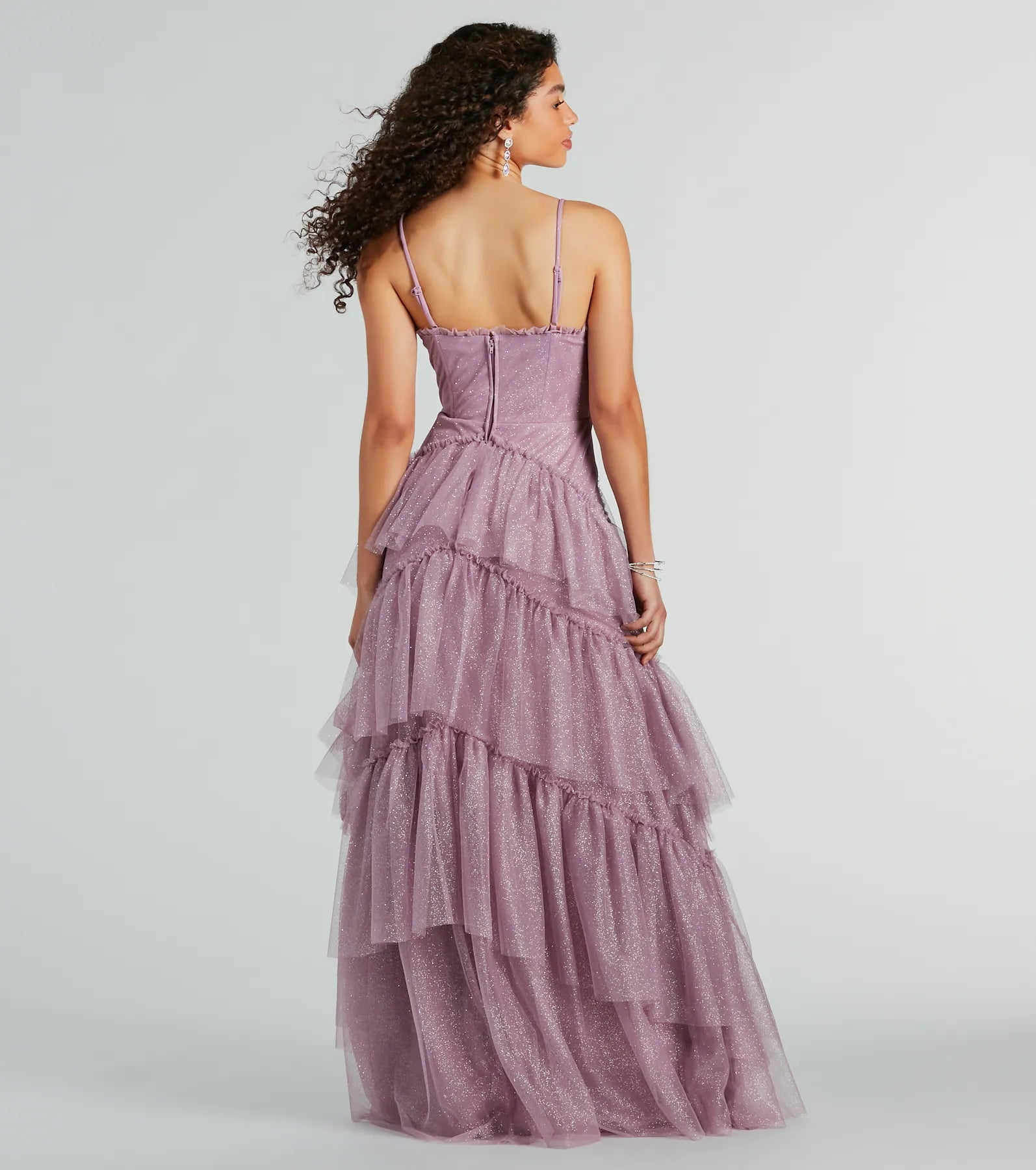 Saylor Formal Glitter Tulle A-Line Long Dress - Image 2