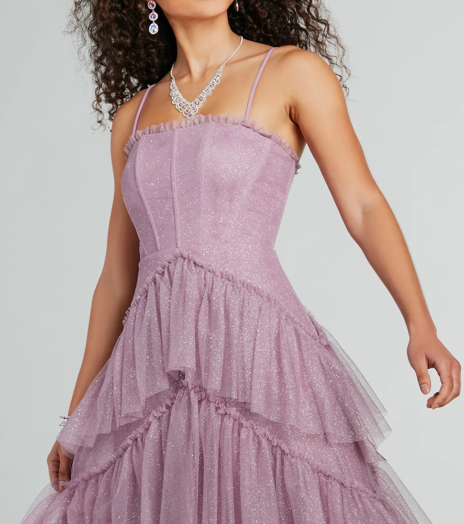 Saylor Formal Glitter Tulle A-Line Long Dress - Image 4