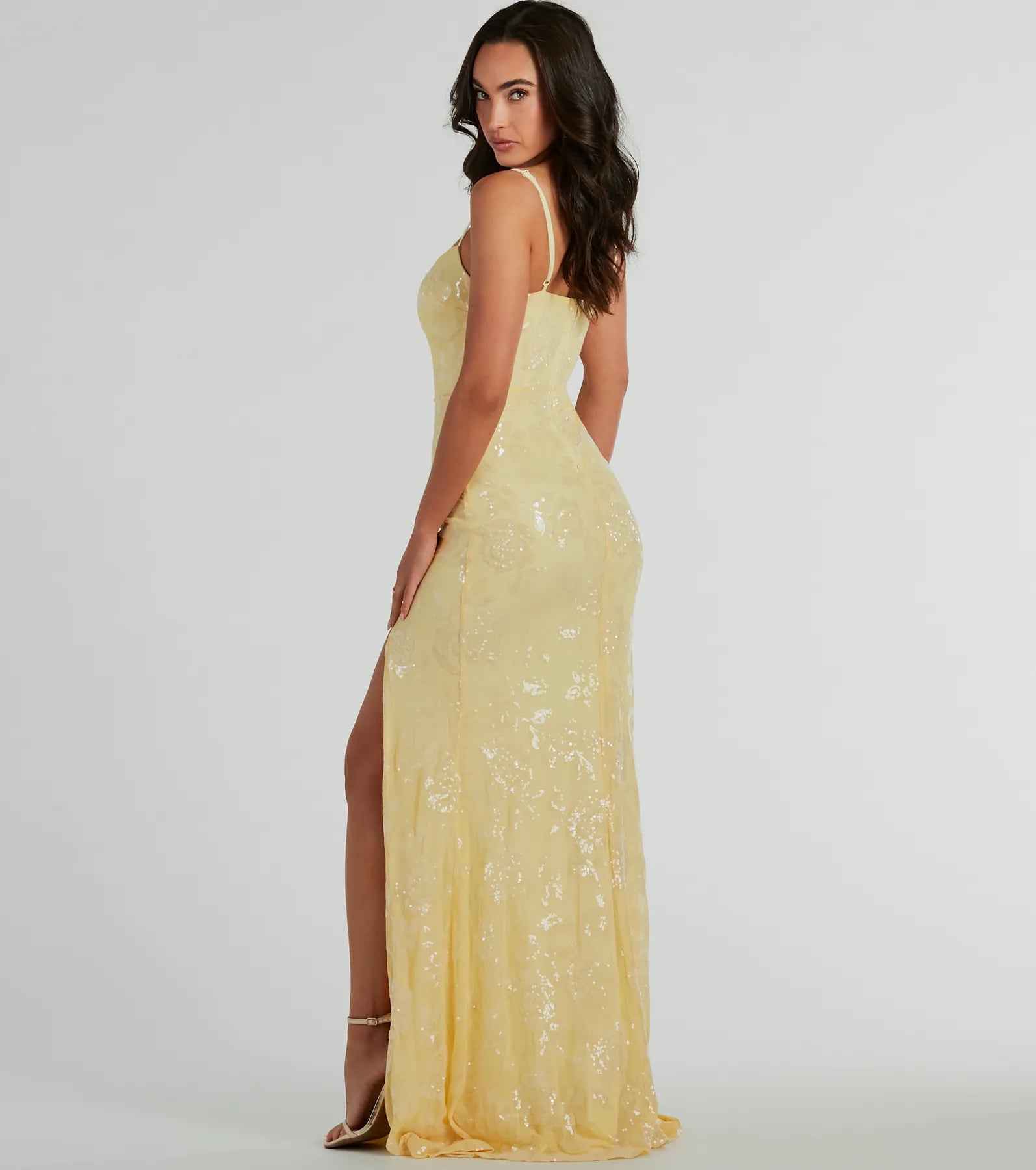 Kimber High Slit Floral Sequin Mermaid Dress - Image 2