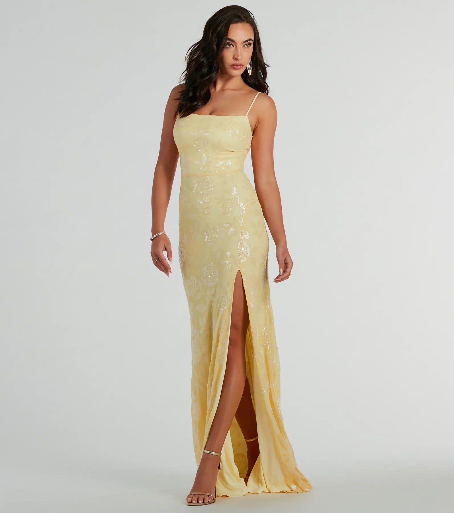 Kimber High Slit Floral Sequin Mermaid Dress - Image 4