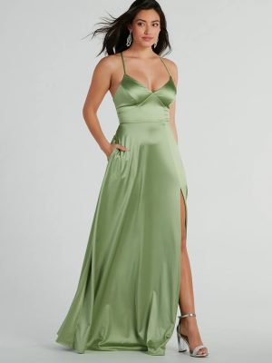 Vienna Lace-Up Satin A-Line Formal Dress