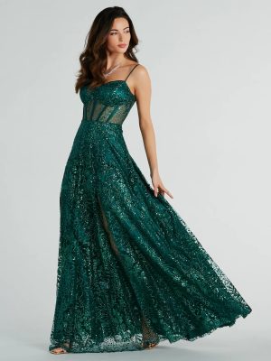Lauren Sweetheart A-Line Glitter Sequin Dress
