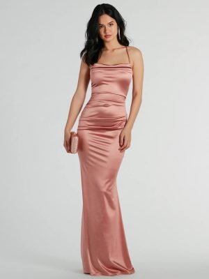 Courteney Cowl Neck Mermaid Satin Formal Dress