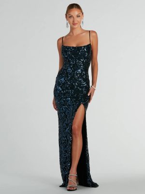Tori Cowl Neck Mermaid Sequin Mesh Formal Dress