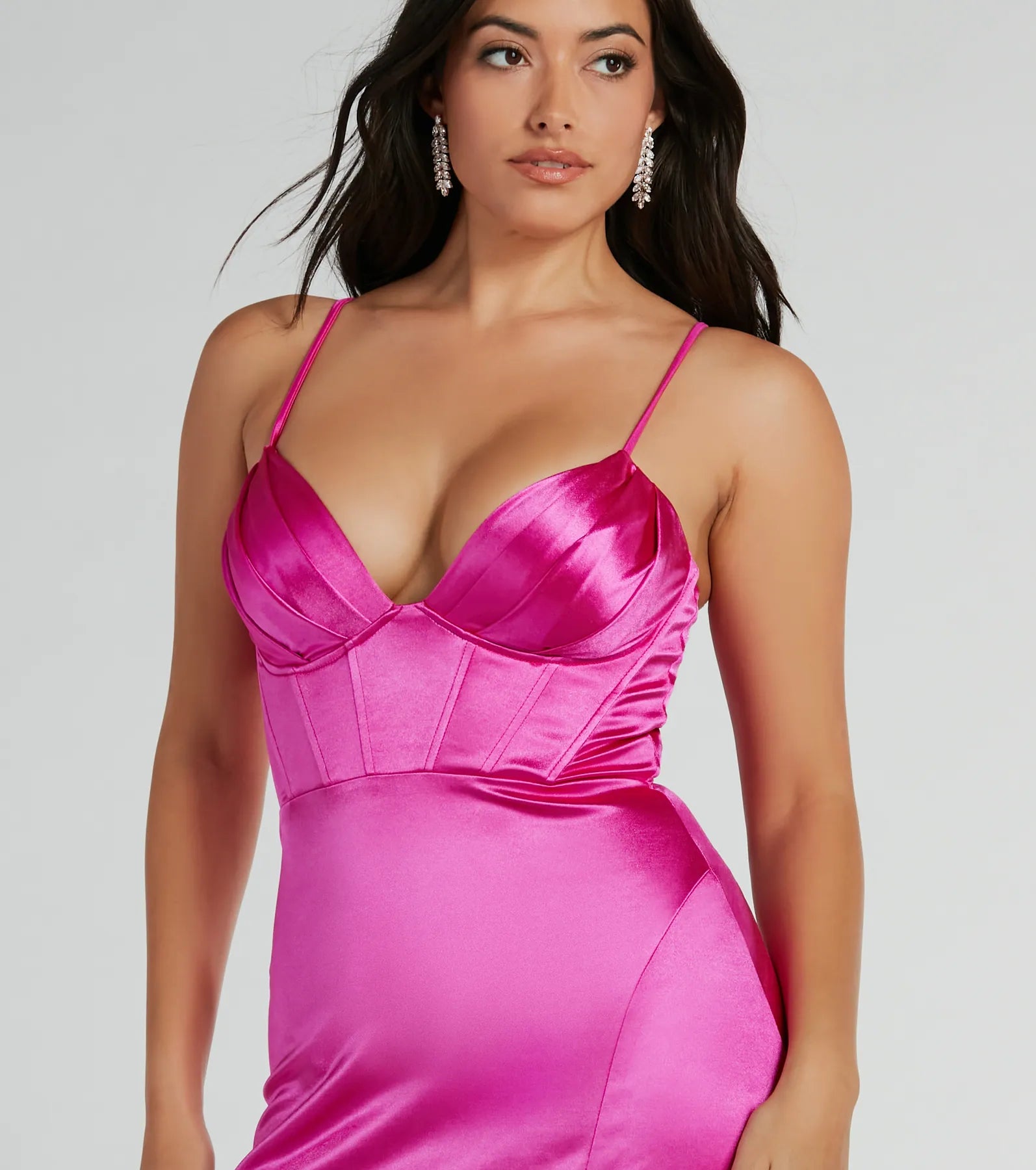 Haley Corset Slit A-Line Satin Formal Dress - Image 7