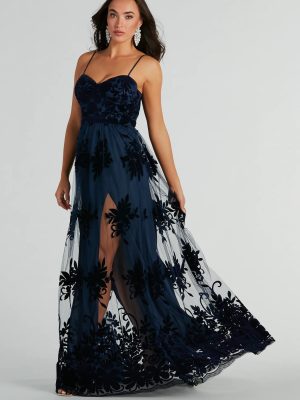Thelma Sweetheart A-Line Velvet Tulle Dress