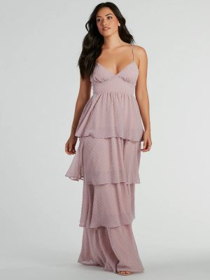 Kasey V-Neck Ruffled A-Line Chiffon Formal Dress