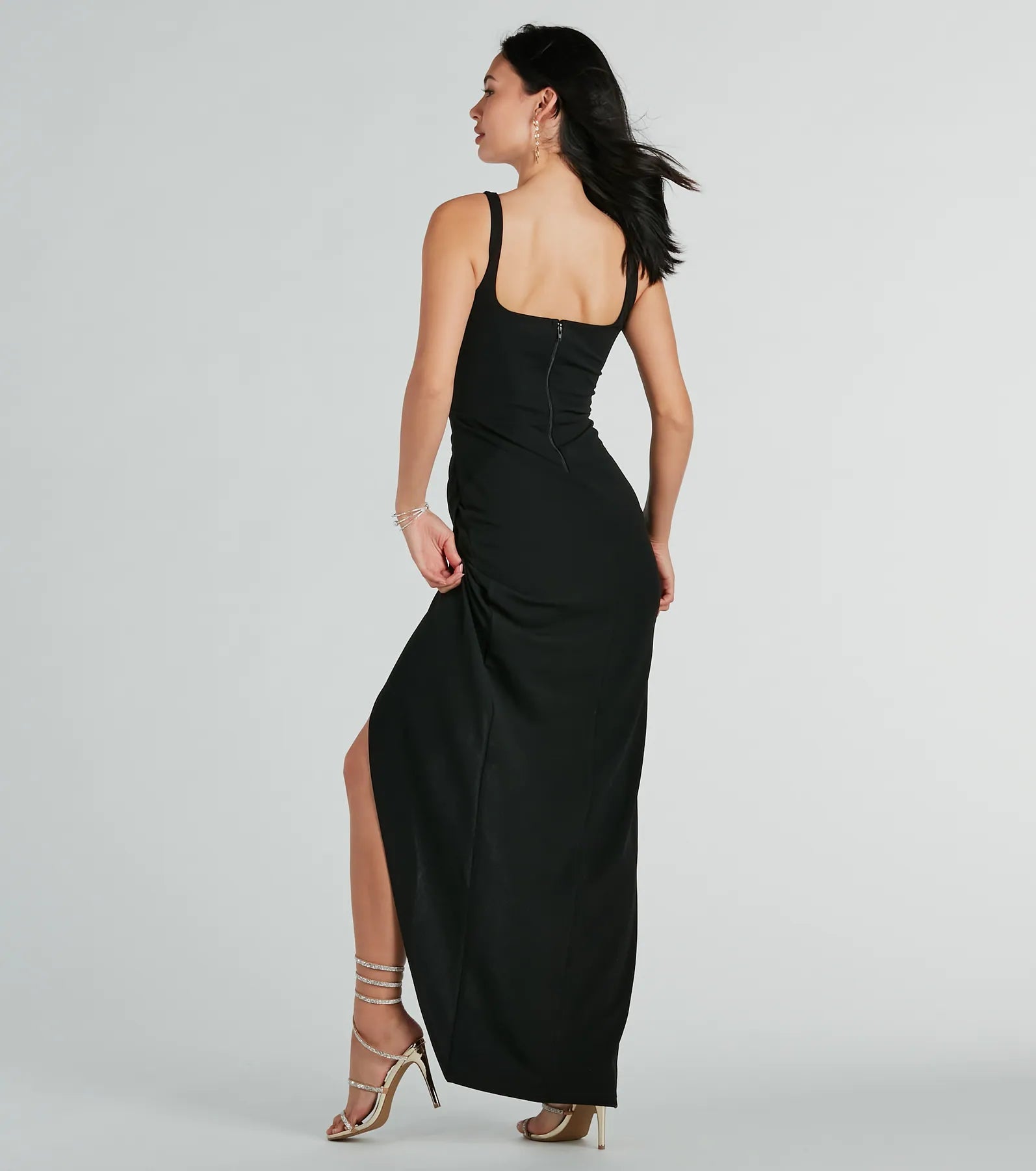 Nanali Formal Crepe Sweetheart Wrap Long Dress - Image 2