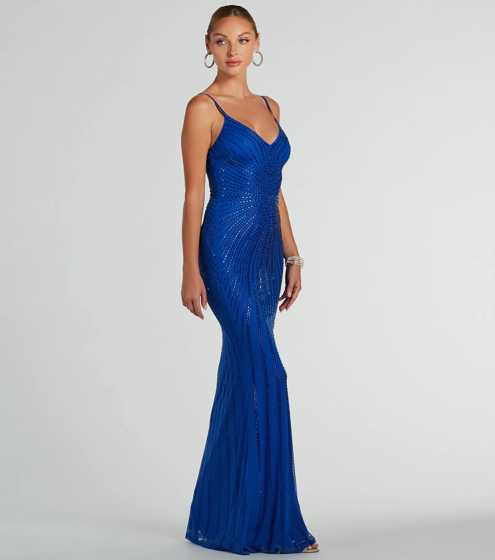 Cameron V-Neck Rhinestone Slim Formal Dress - Image 8