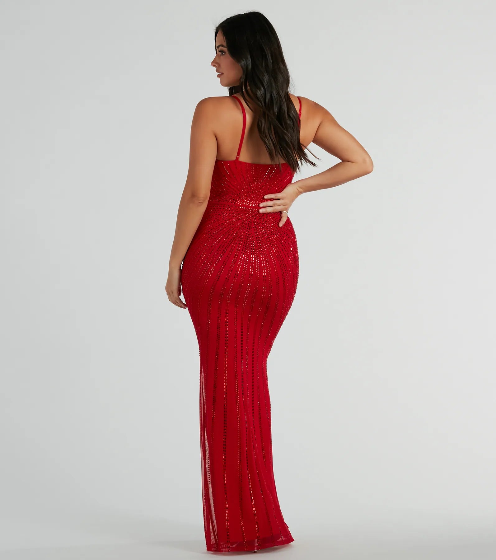 Cameron V-Neck Rhinestone Slim Formal Dress - Image 2