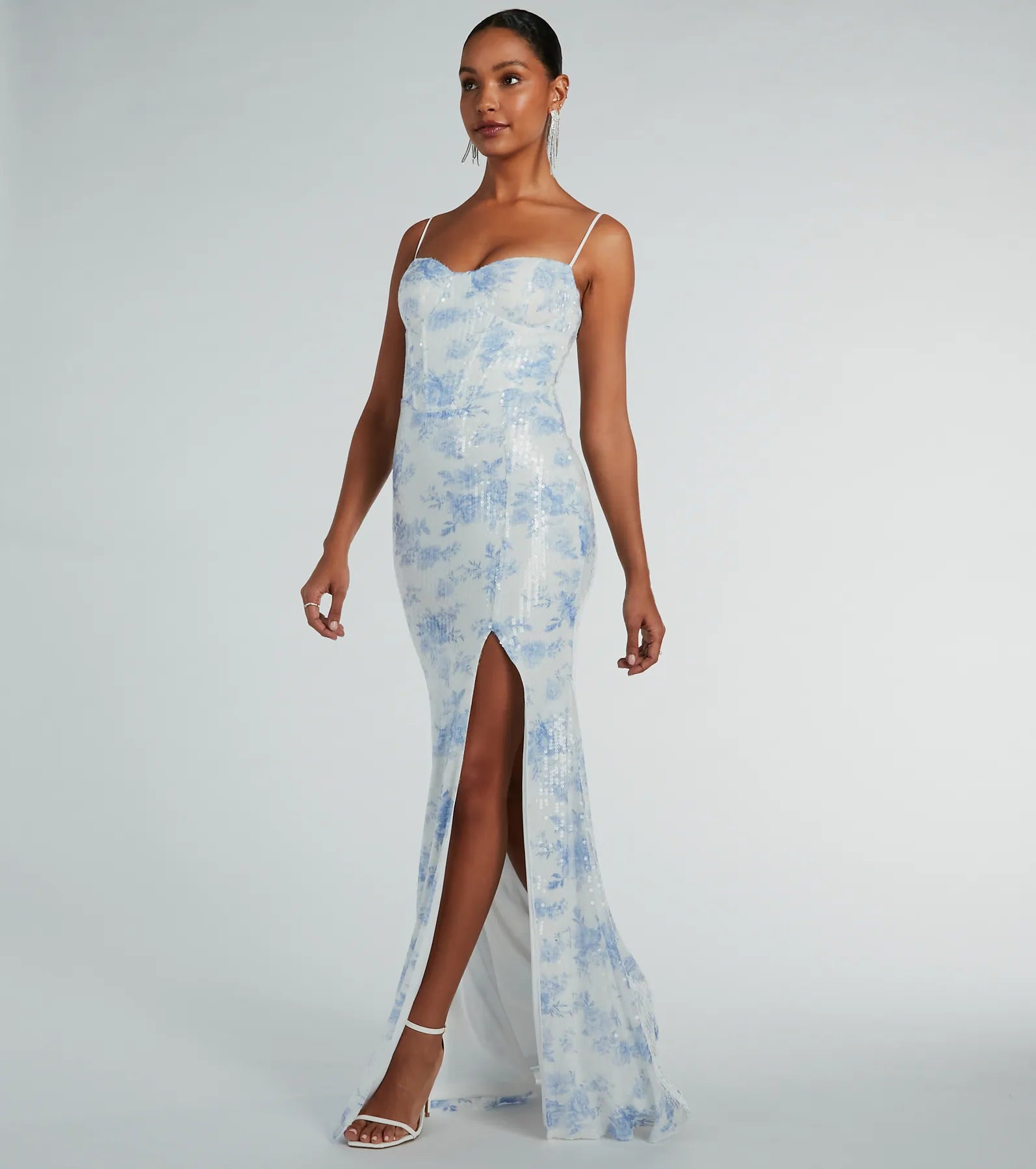 Corrine Corset A-Line Floral Sequin Formal Dress - Image 4