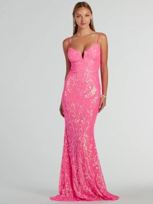 Julissa V-Neck Sequin Mesh Mermaid Dress