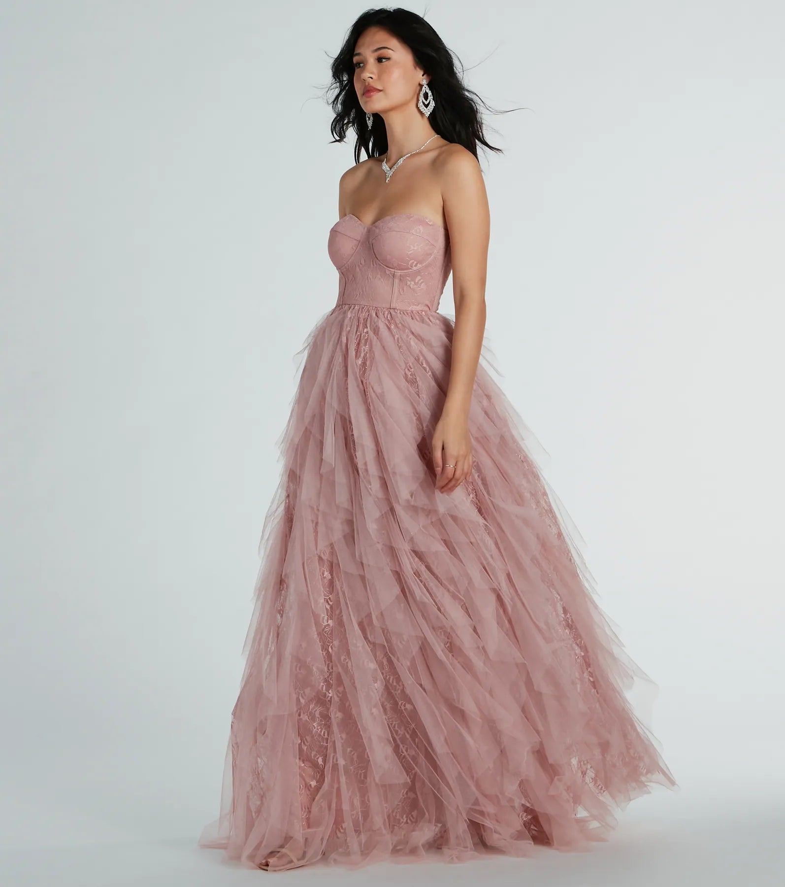 Charlize Corset A-Line Lace Ruffle Formal Dress - Image 4