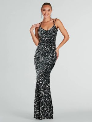 Kiara Formal Sequin Velvet Mermaid Dress