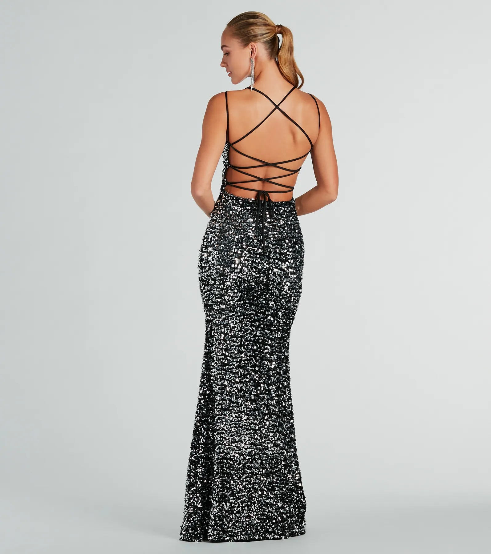 Kiara Formal Sequin Velvet Mermaid Dress - Image 2