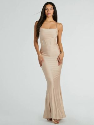 Francine Cowl Neck Bustier Mermaid Formal Dress