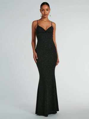 Maleah Twist-Front Glitter Knit Mermaid Dress