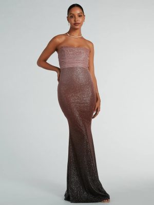 Farrah Strapless Mermaid Glitter Ombre Formal Dress