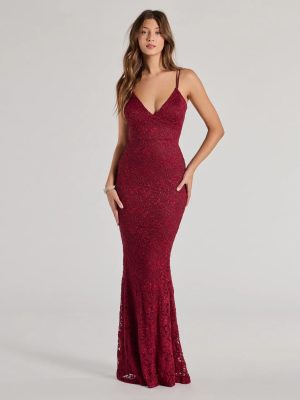 Briella Glitter Lace Cross-Back Mermaid Dress
