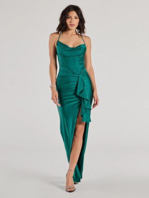 Axelle High Slit Open Back Mermaid Dress