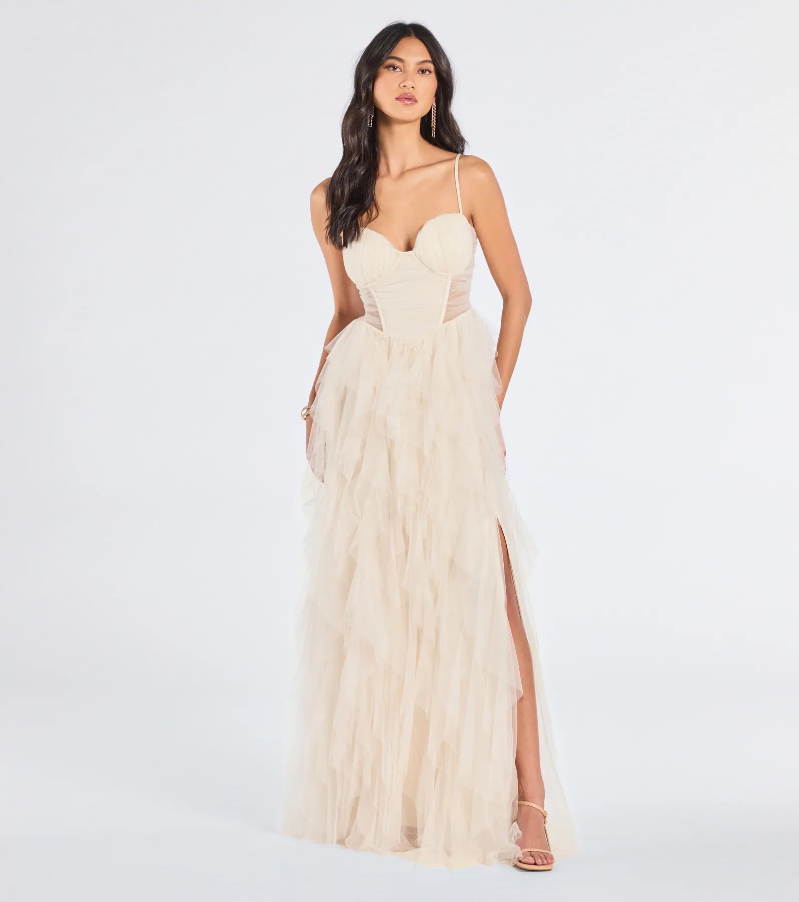 Aletta Long Sleeveless Ruffled A-Line Dress - Image 6
