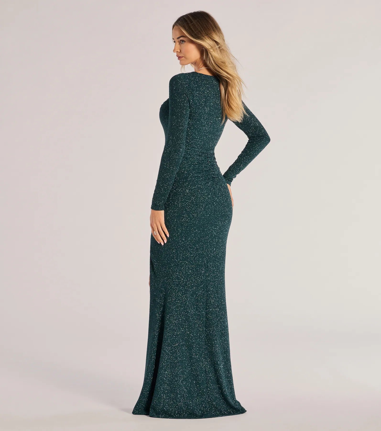 Audrina Glitter Knit Long Sleeve Column Dress - Image 6