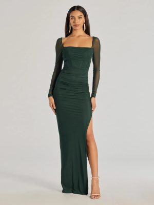 Ashlynn Long Sleeve Corset Column Formal Dress