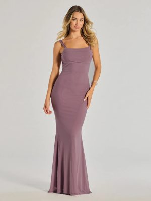 Mishka Strappy Open Back Mesh Mermaid Formal Dress