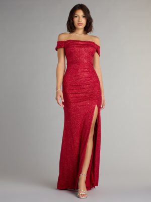 Alina Glitter Off-The-Shoulder Mermaid Formal Dress