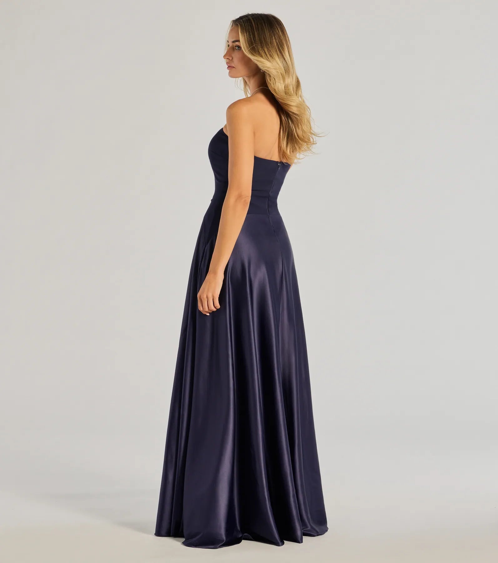 Madi Strapless Crepe Satin A-Line Formal Dress - Image 2