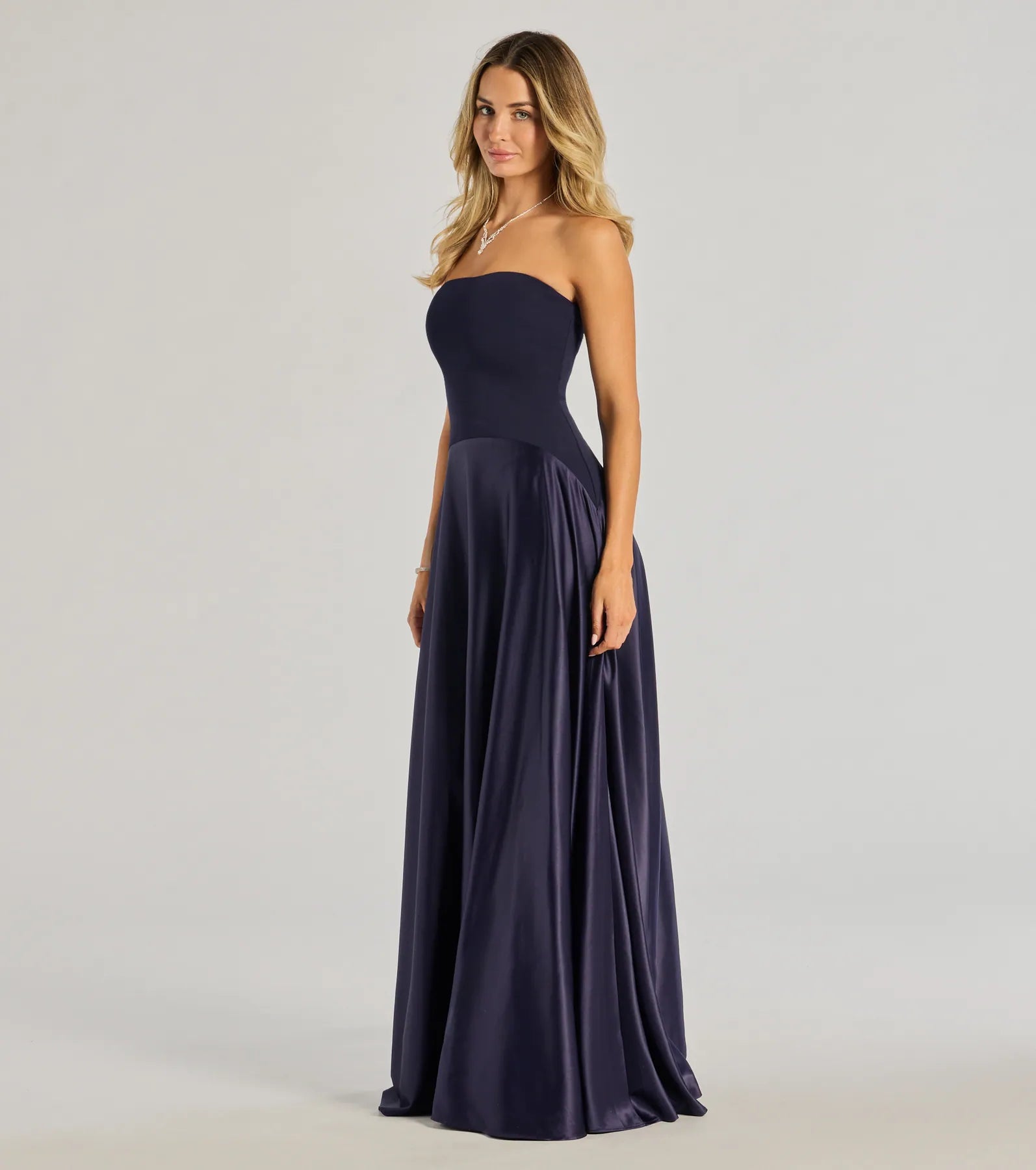 Madi Strapless Crepe Satin A-Line Formal Dress - Image 4