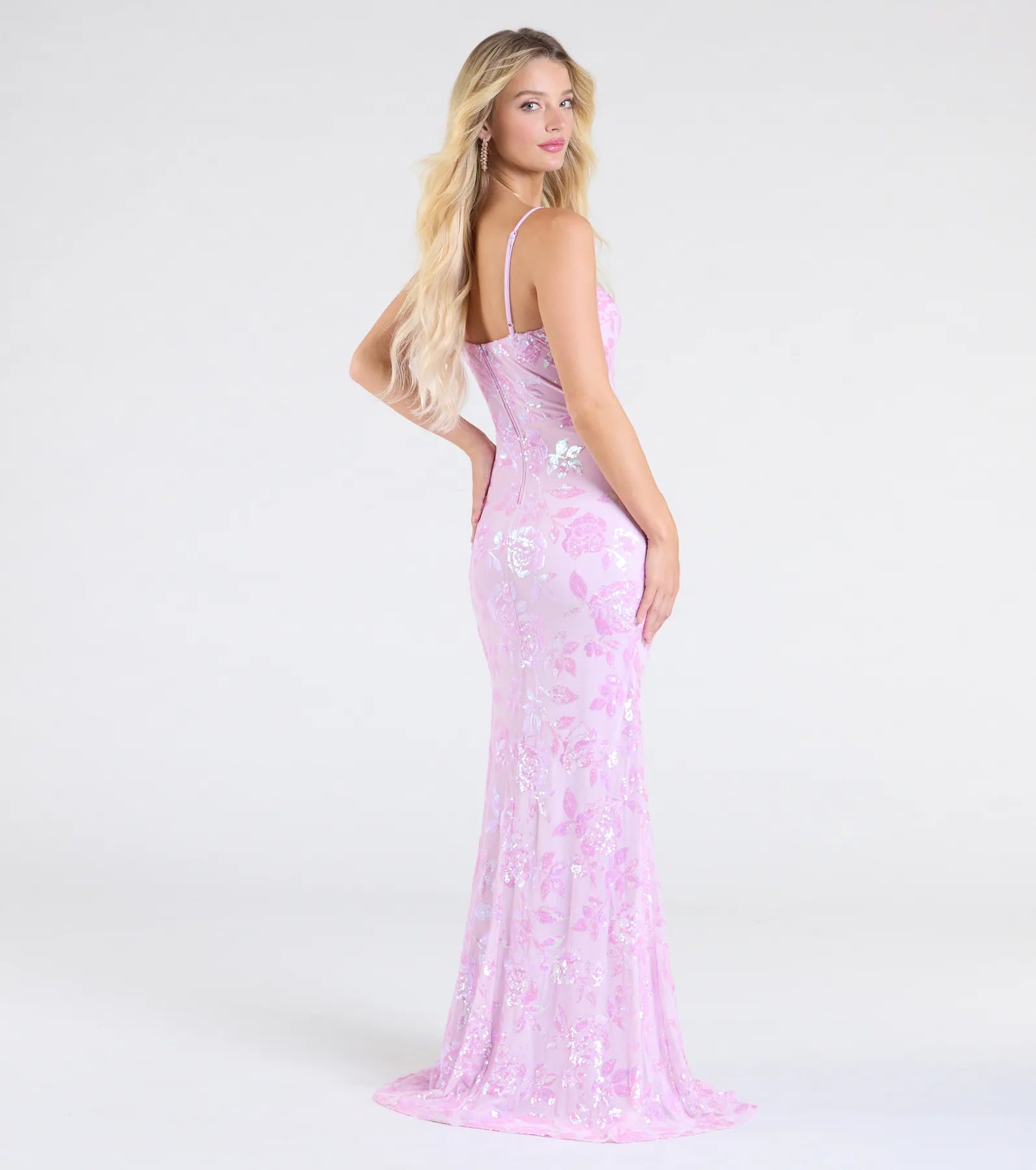 Kimber High Slit Floral Sequin Mermaid Dress - Image 6