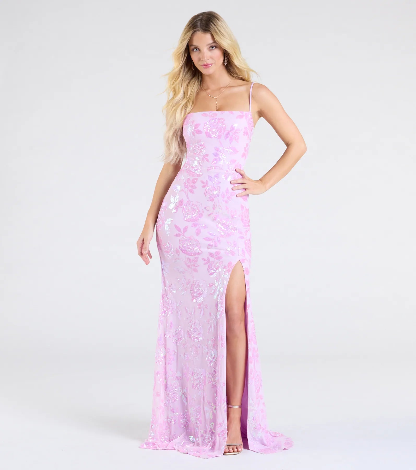 Kimber High Slit Floral Sequin Mermaid Dress - Image 8