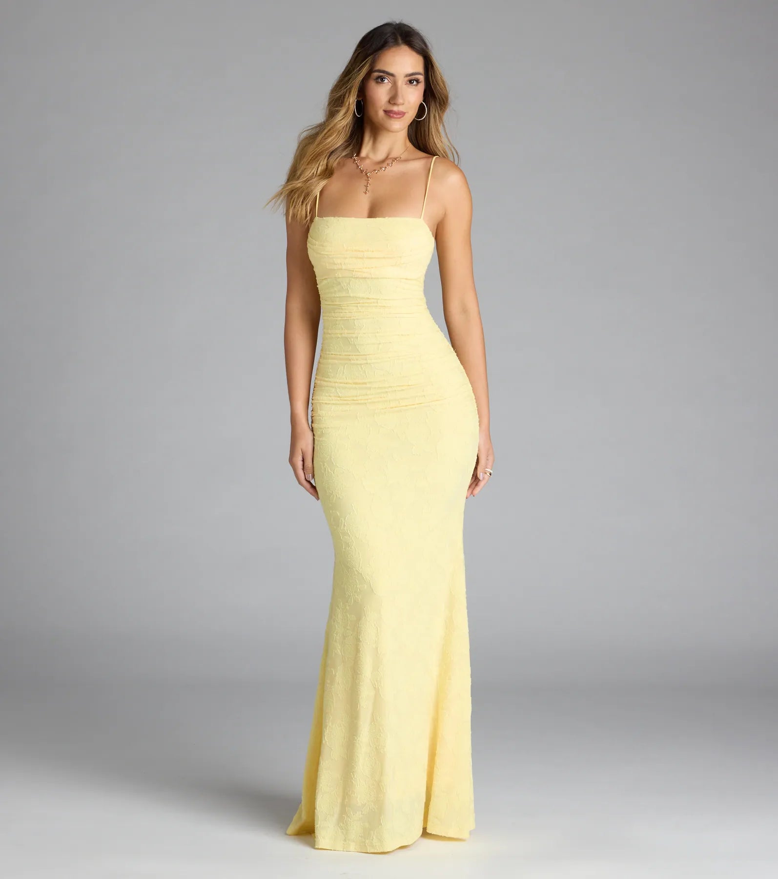 Alba Cowl Neck Mermaid Floral Formal Dress