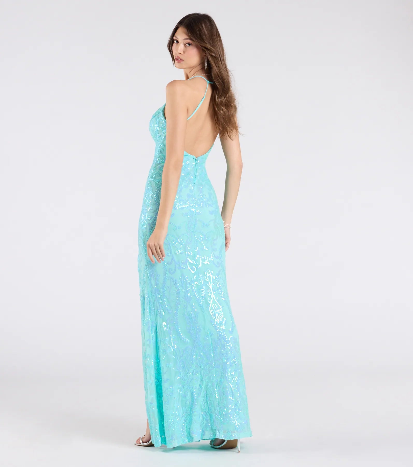 Kensley Open Back Slit Sequin Formal Dress - Image 6