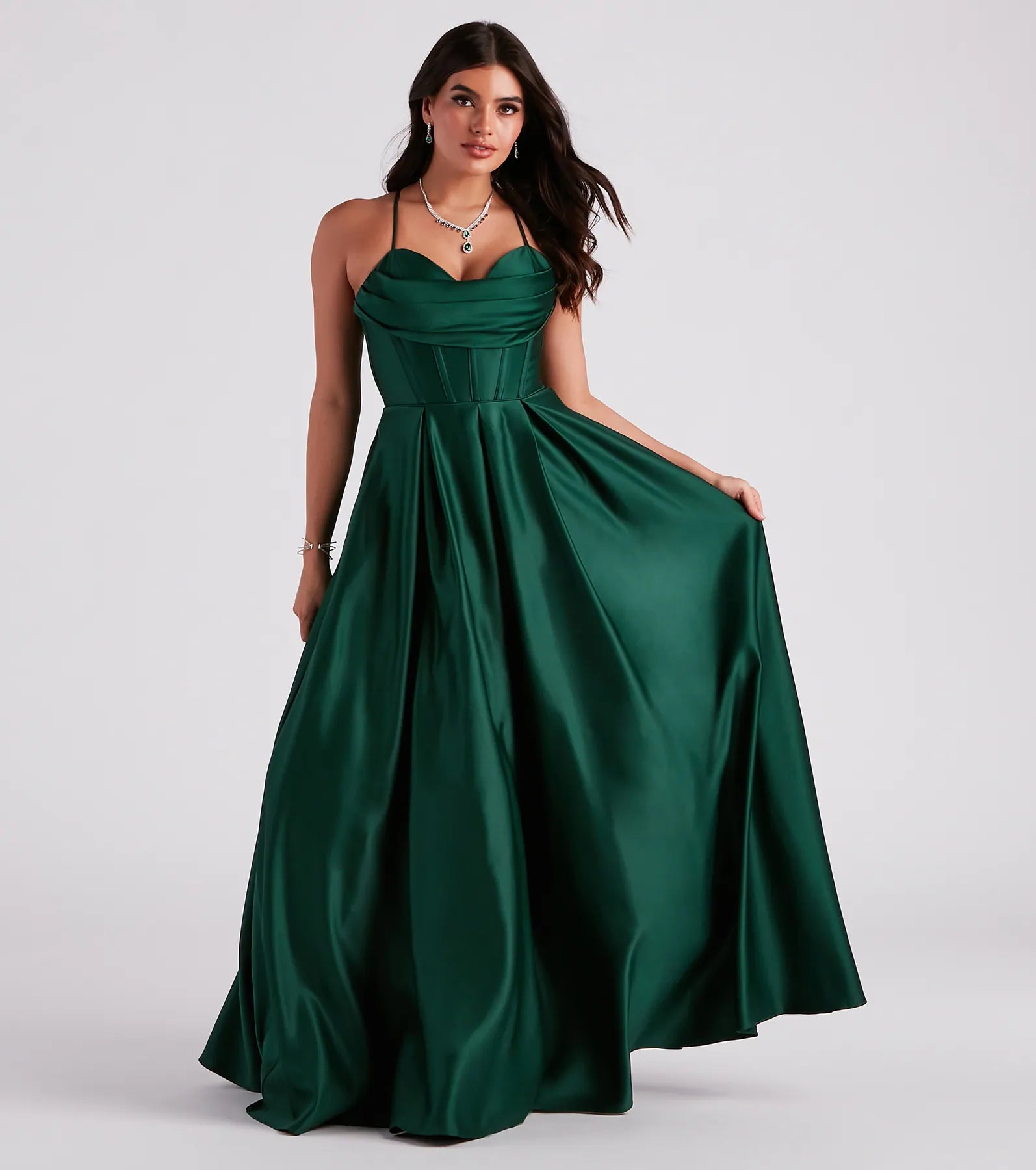 Kayla Satin Cowl A-Line Ball Gown - Image 5