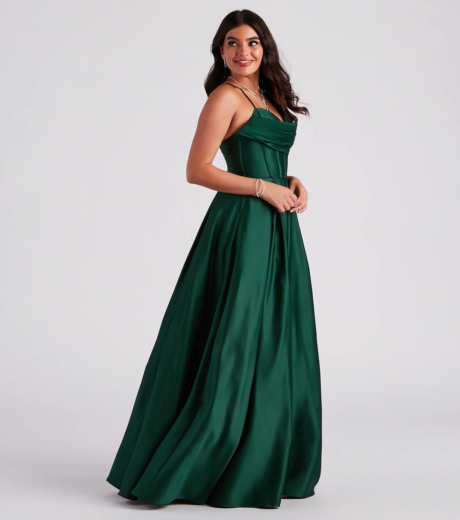 Kayla Satin Cowl A-Line Ball Gown - Image 7