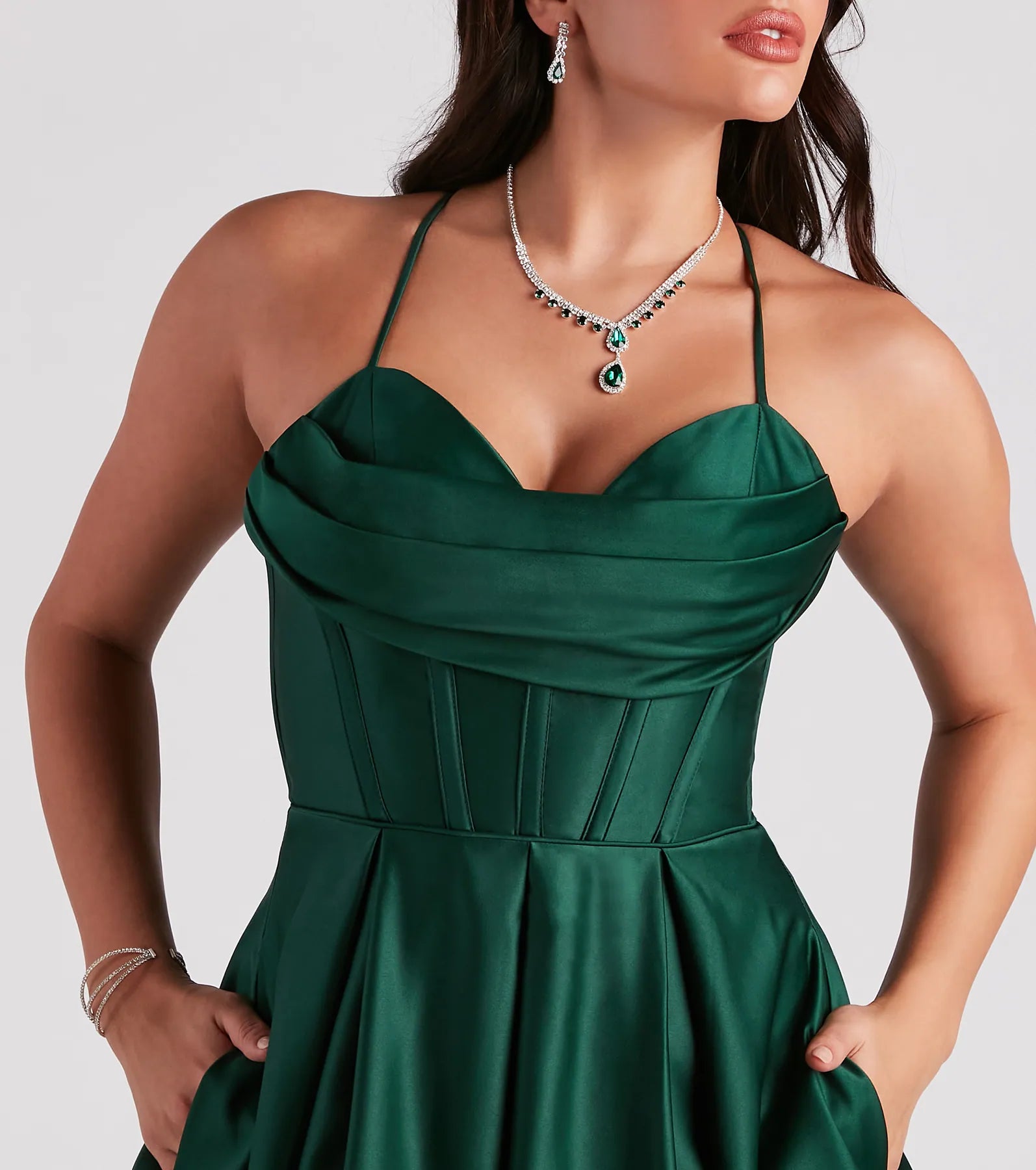 Kayla Satin Cowl A-Line Ball Gown - Image 8