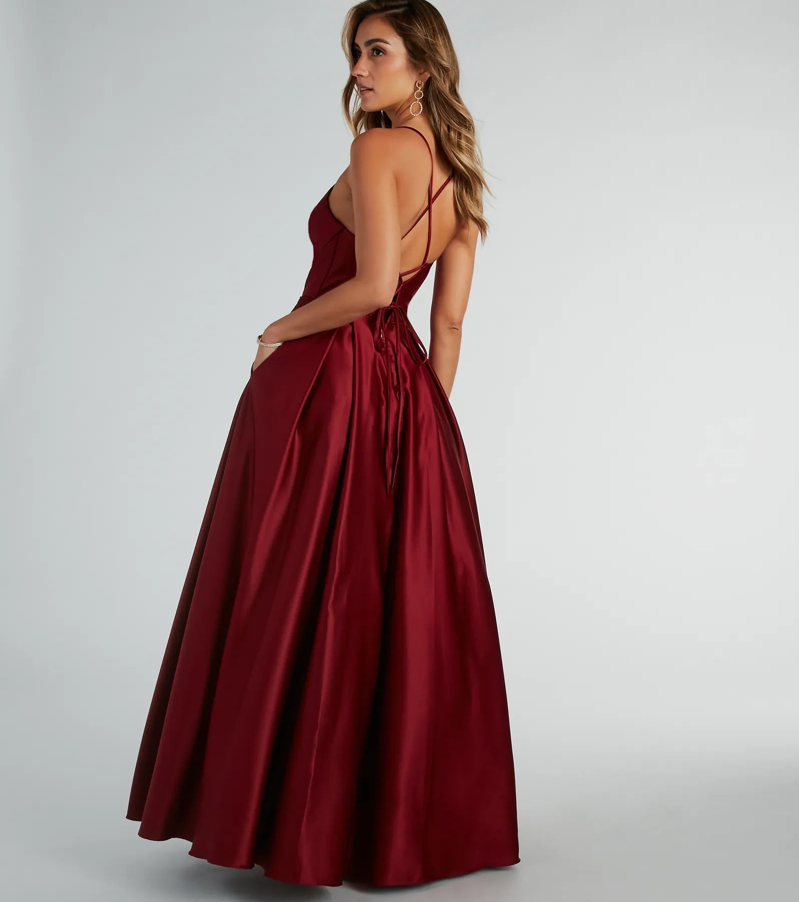 Kayla Satin Cowl A-Line Ball Gown - Image 2