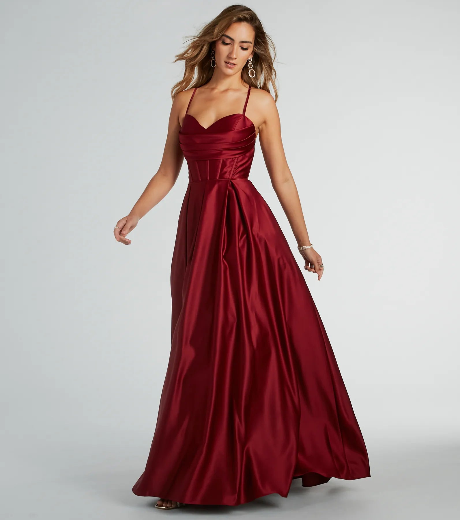 Kayla Satin Cowl A-Line Ball Gown - Image 4