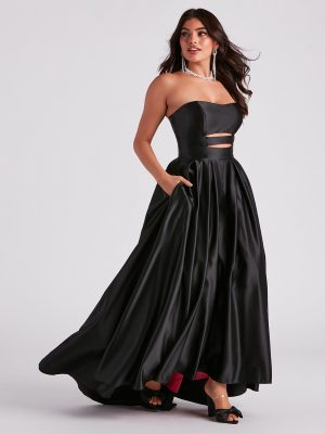 Beverly Satin High Low Ball Gown