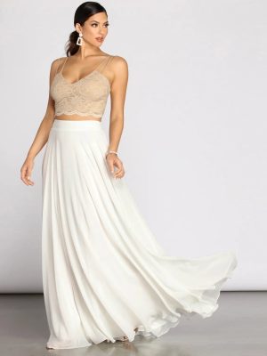 Magnolia Two Piece Scallop Lace Glitter A-Line Dress