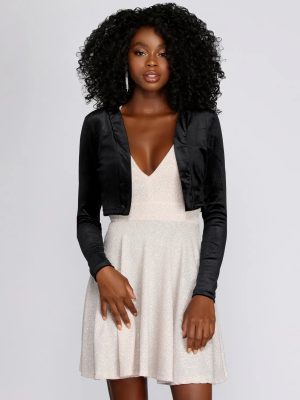 Velvet Crop Bolero Cover Jacket