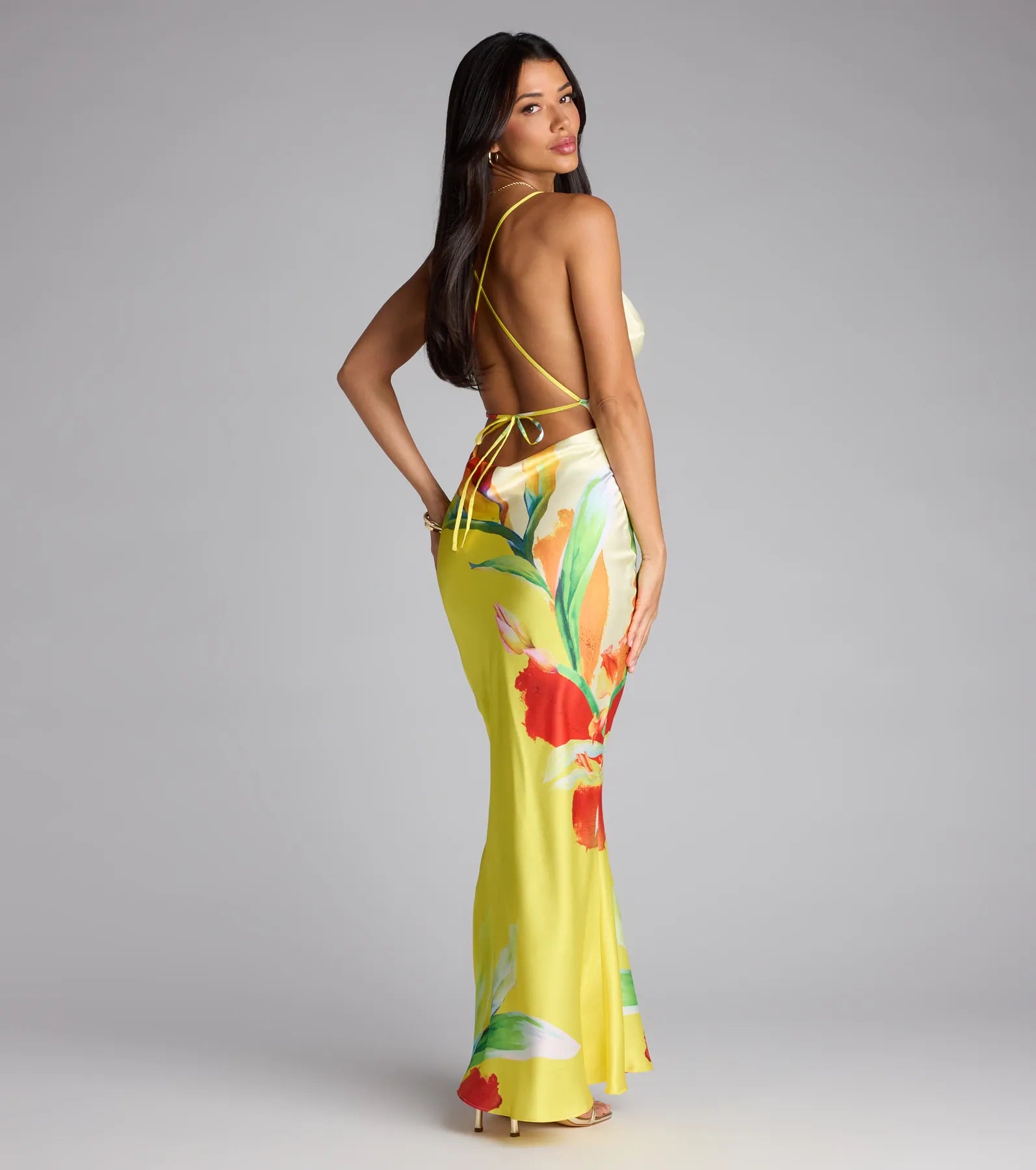 Sunset Muse Floral Satin Maxi Dress - Image 4