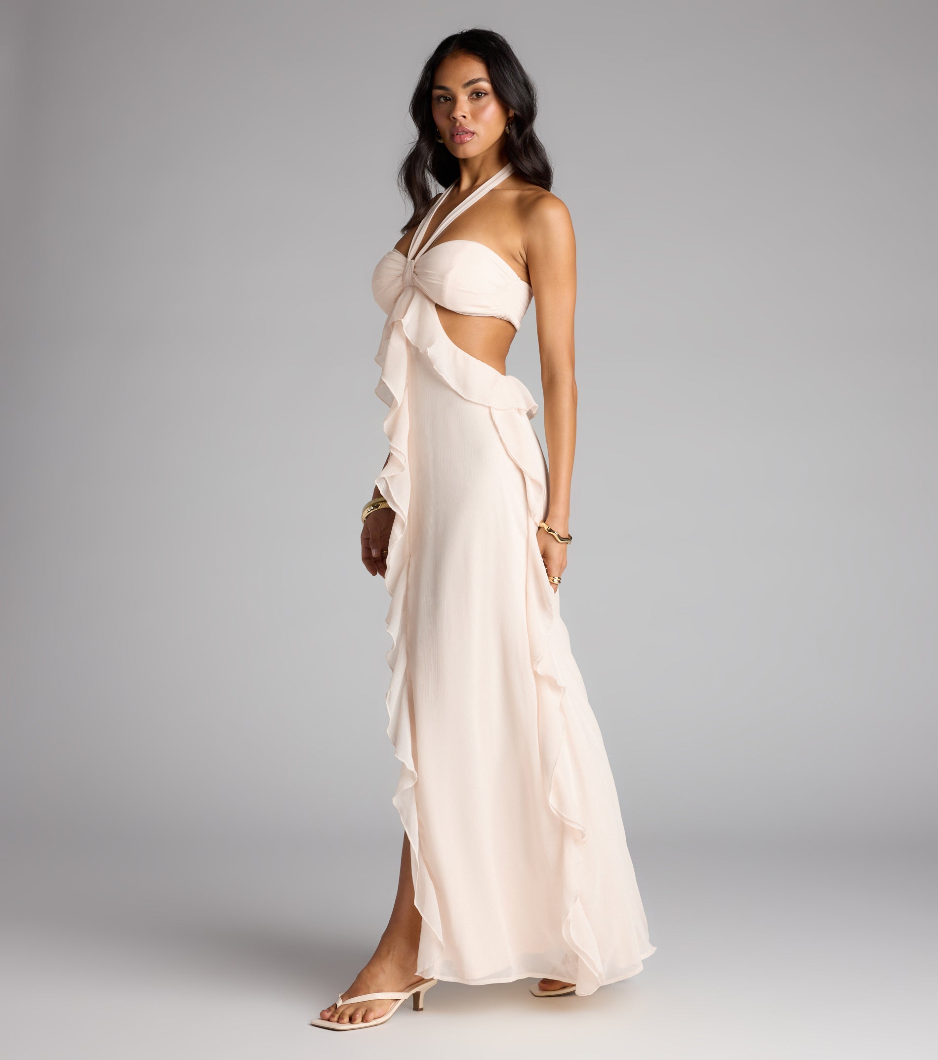 Ruffle and Ready Chiffon Halter Maxi Dress - Image 4