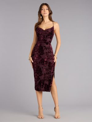 Velvet Promise Floral Midi Dress