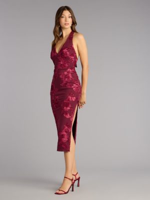 Midnight Garden Floral Midi Dress