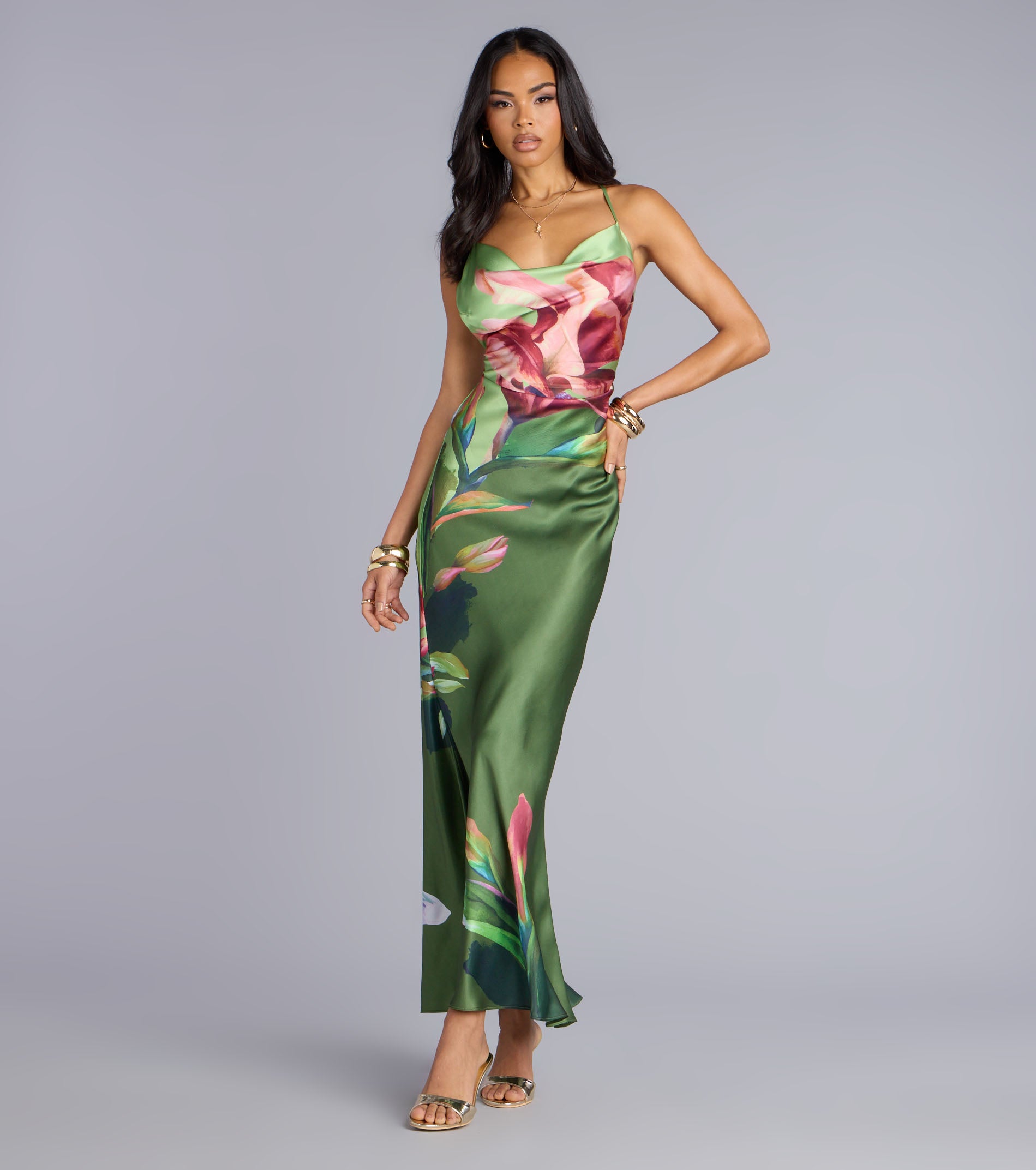 Sunset Muse Floral Satin Maxi Dress - Image 5